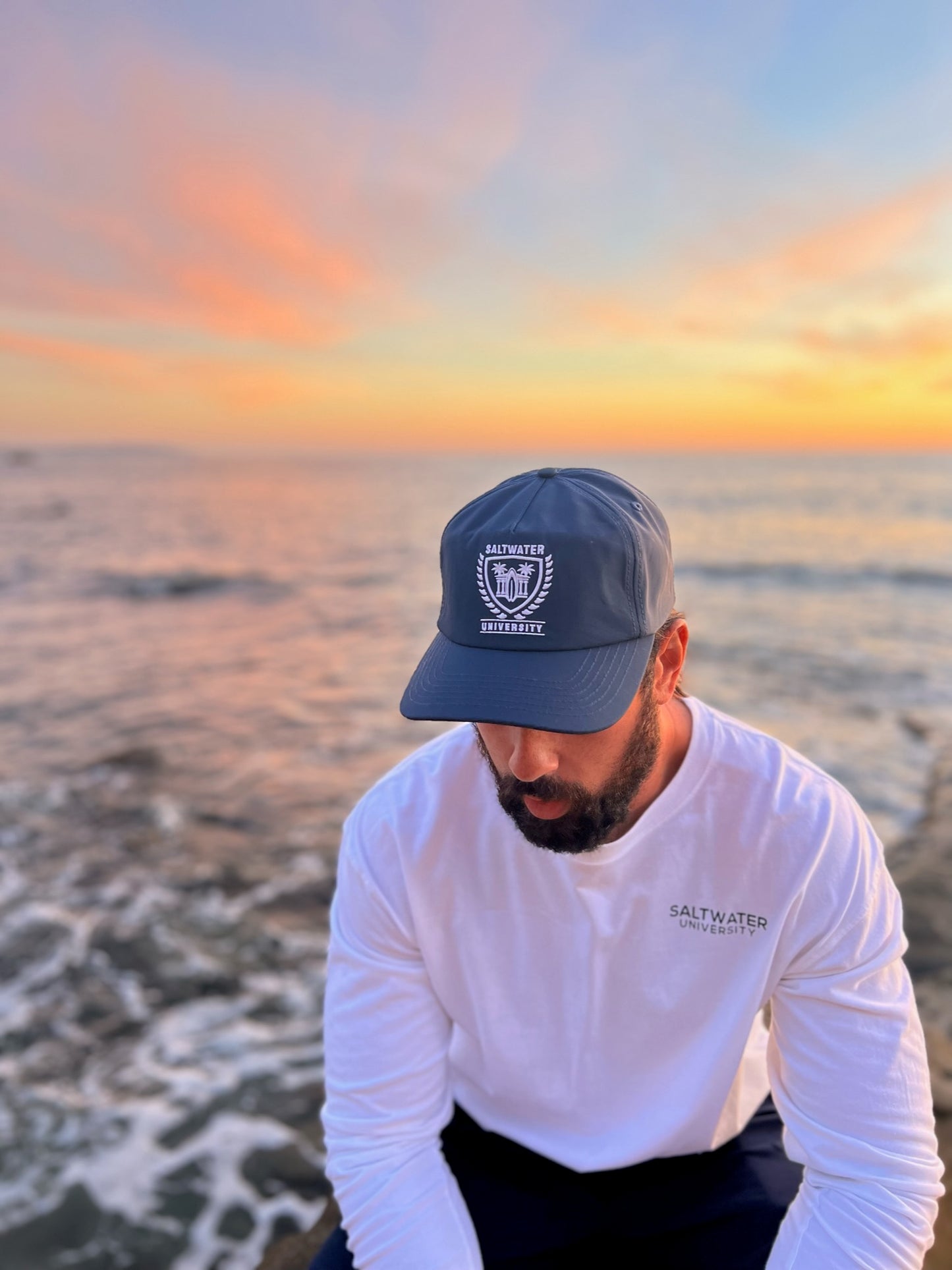 Saltwater University Snapback- Navy